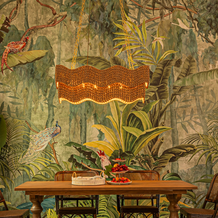 Mira 6-Light Handwoven Linear Island Light Boho Chandelier