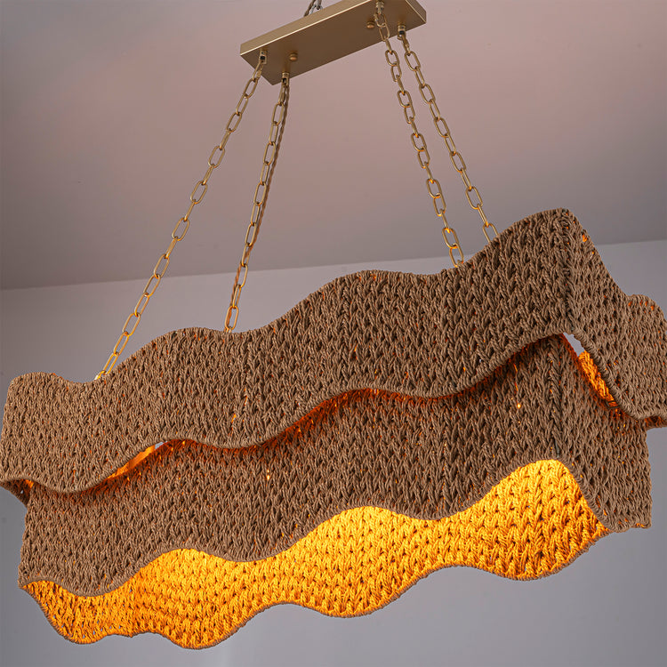 Mira 6-Light Handwoven Linear Island Light Boho Chandelier