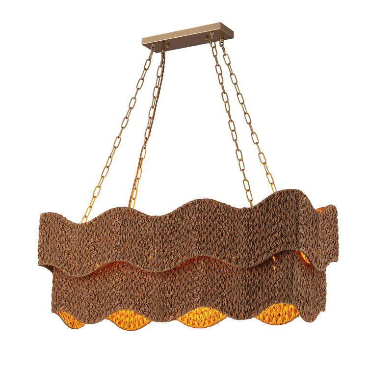 Mira 6-Light Handwoven Linear Island Light Boho Chandelier