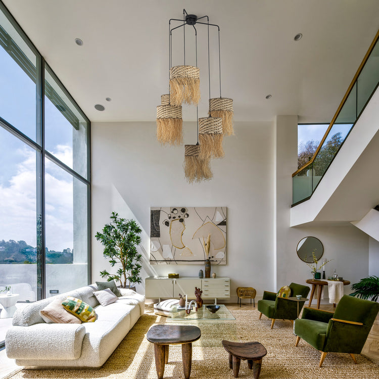 Amber 6-Light Hanging Cluster Pendant Coastal Chandelier