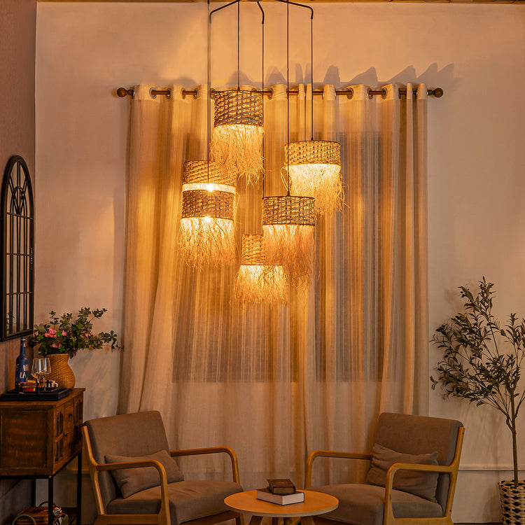 Amber 6-Light Hanging Cluster Pendant Coastal Chandelier