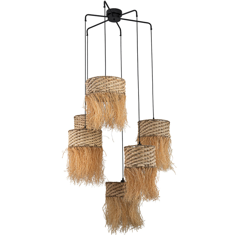 Amber 6-Light Hanging Cluster Pendant Coastal Chandelier