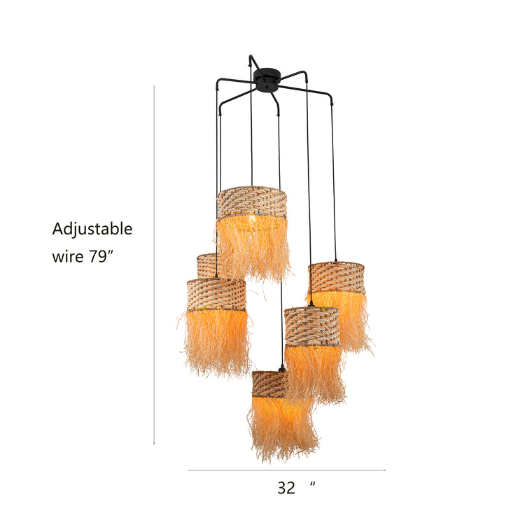 Amber 6-Light Hanging Cluster Pendant Coastal Chandelier