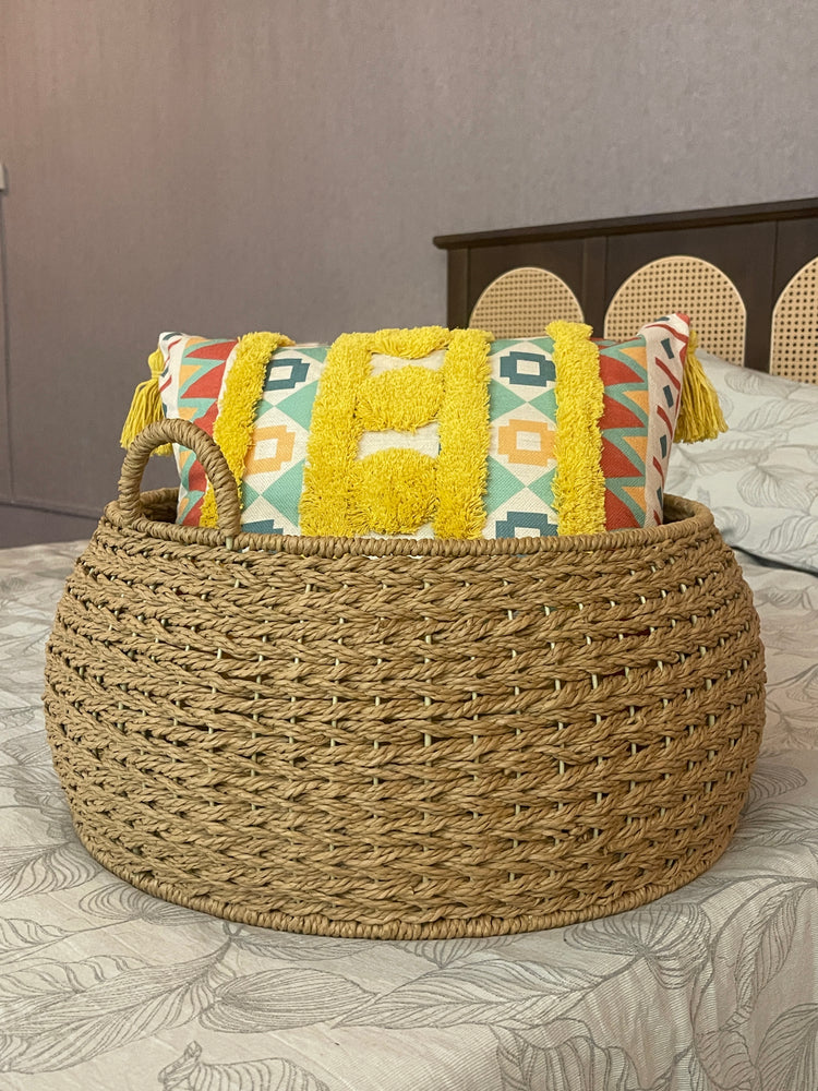 ELE LIGHT & DECOR Woven Large Decorative Boho Storage Basket