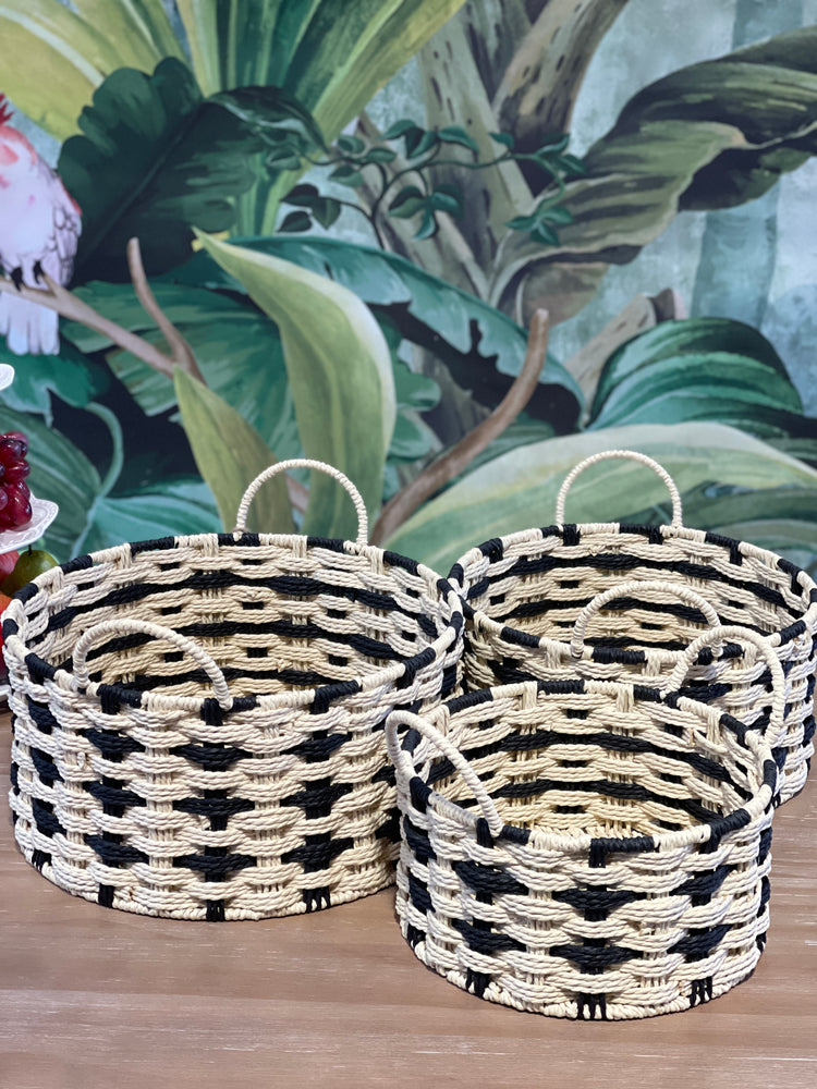 ELE LIGHT & DECOR Bohemian Decorative Woven Storage Basket Set of 3