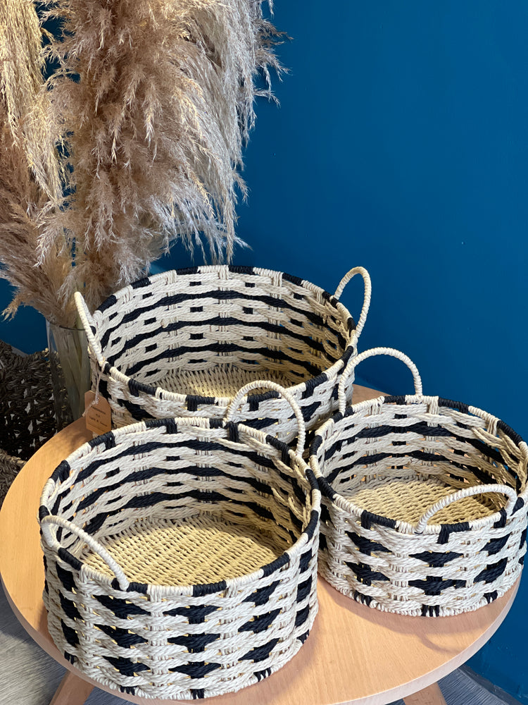 ELE LIGHT & DECOR Bohemian Decorative Woven Storage Basket Set of 3