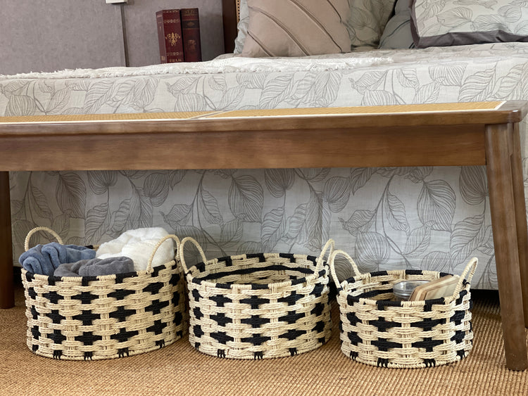 ELE LIGHT & DECOR Bohemian Decorative Woven Storage Basket Set of 3