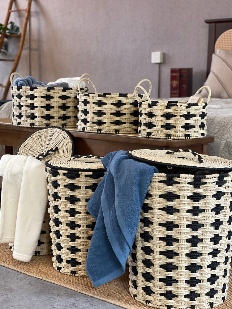 ELE LIGHT & DECOR Bohemian Decorative Woven Storage Basket Set of 3