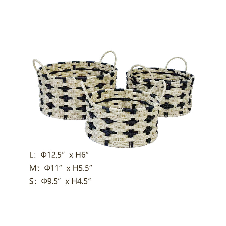 ELE LIGHT & DECOR Bohemian Decorative Woven Storage Basket Set of 3