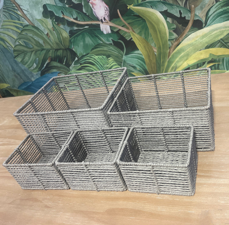 ELE LIGHT & DECOR Woven Storage Baskets for Organizing Pantry Bin Set of 5