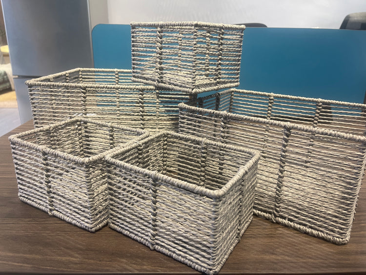 ELE LIGHT & DECOR Woven Storage Baskets for Organizing Pantry Bin Set of 5