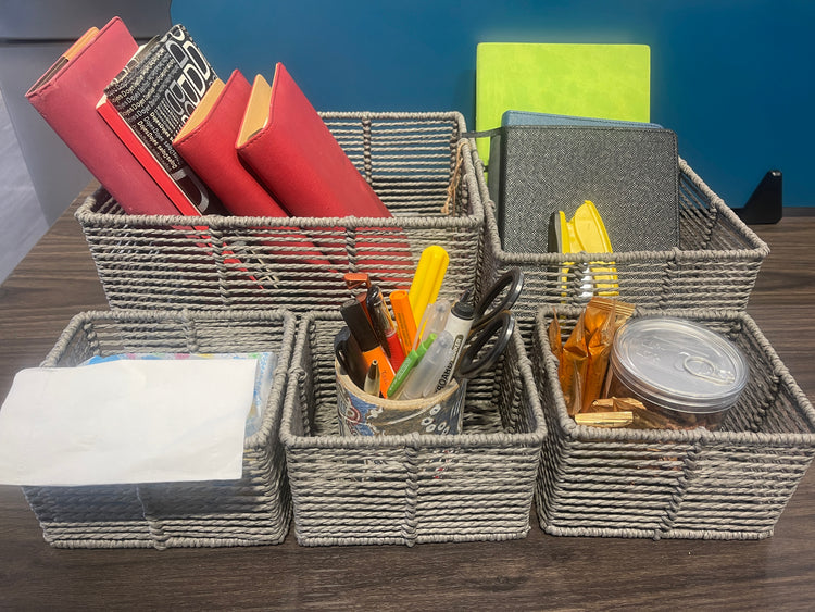 ELE LIGHT & DECOR Woven Storage Baskets for Organizing Pantry Bin Set of 5