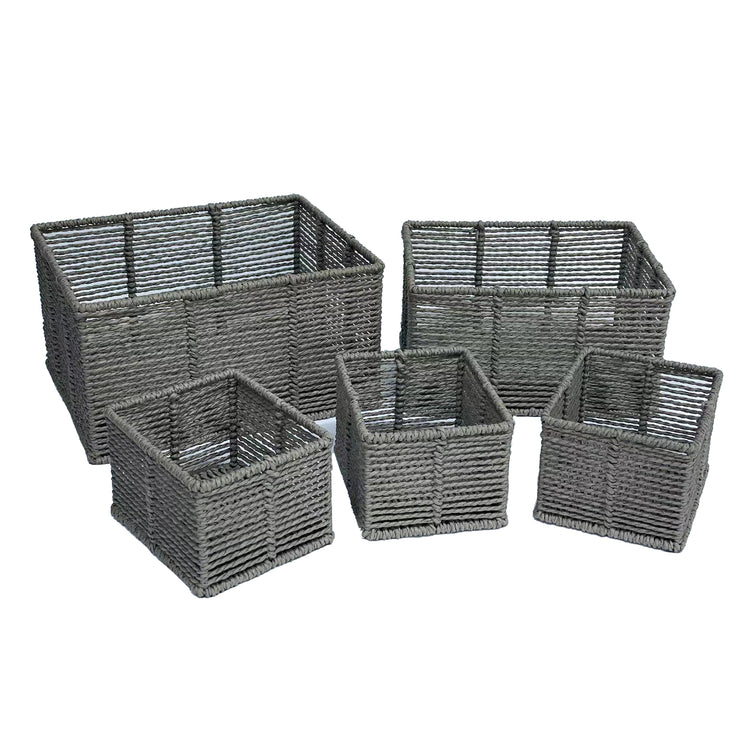 ELE LIGHT & DECOR Woven Storage Baskets for Organizing Pantry Bin Set of 5