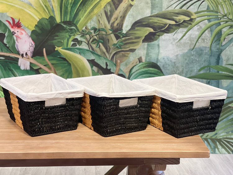 ELE LIGHT & DECOR Large Woven Twisted Rope Basket Built-In Handles Set of 3