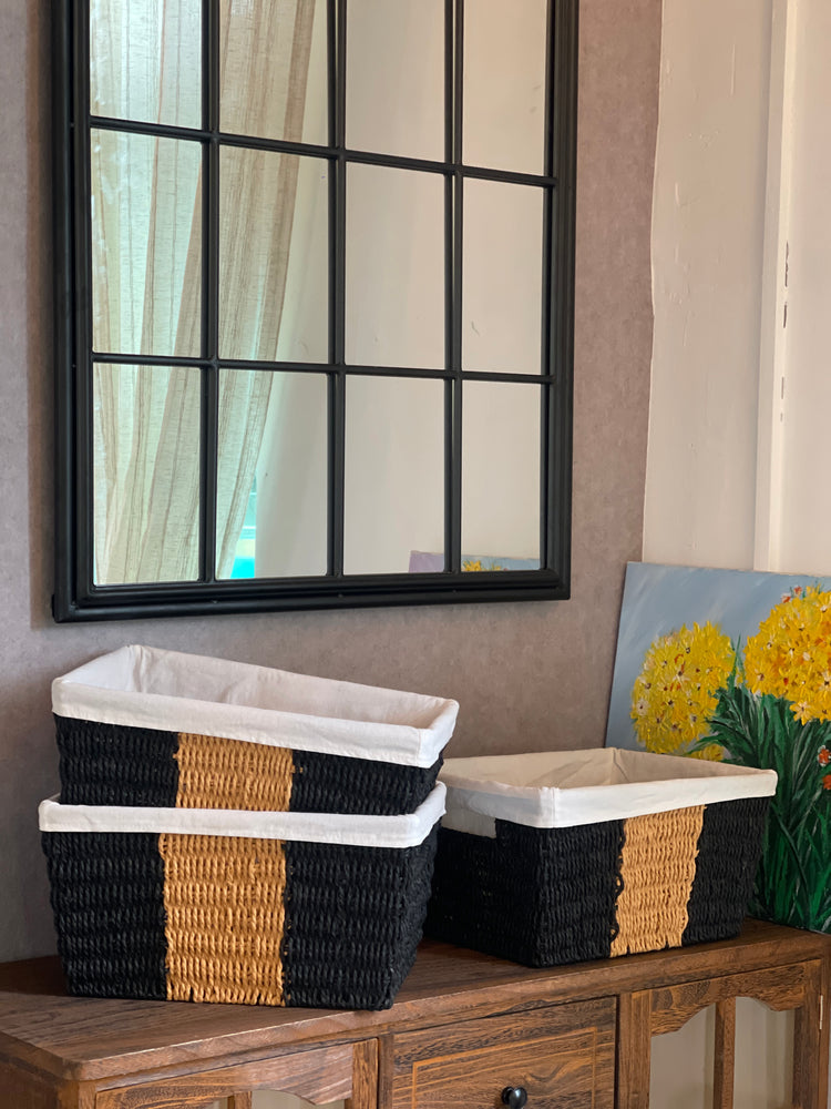 ELE LIGHT & DECOR Large Woven Twisted Rope Basket Built-In Handles Set of 3