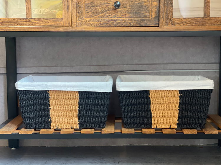 ELE LIGHT & DECOR Large Woven Twisted Rope Basket Built-In Handles Set of 3