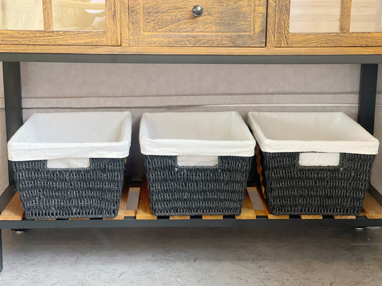 ELE LIGHT & DECOR Large Woven Twisted Rope Basket Built-In Handles Set of 3