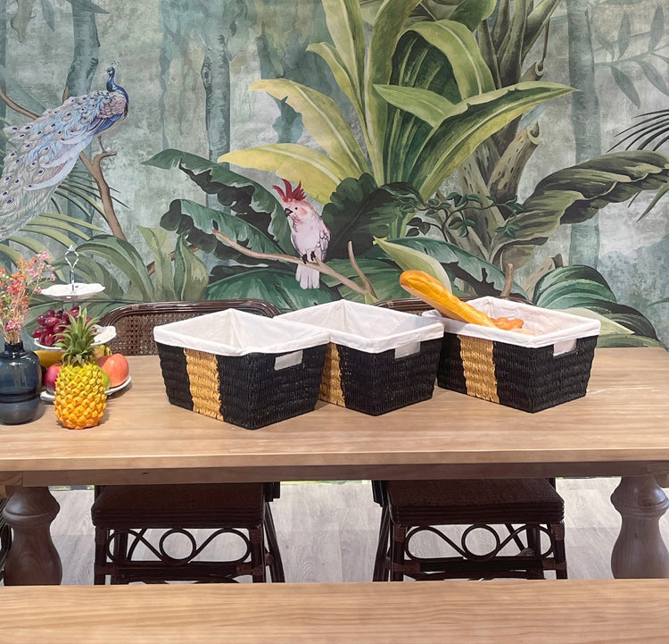 ELE LIGHT & DECOR Large Woven Twisted Rope Basket Built-In Handles Set of 3