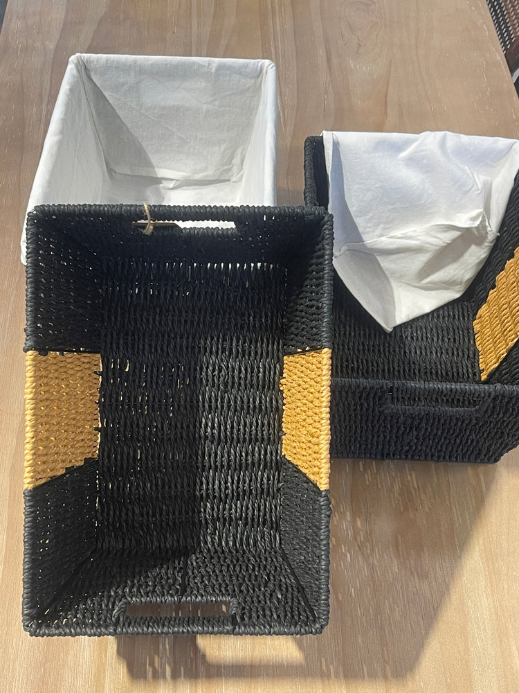 ELE LIGHT & DECOR Large Woven Twisted Rope Basket Built-In Handles Set of 3