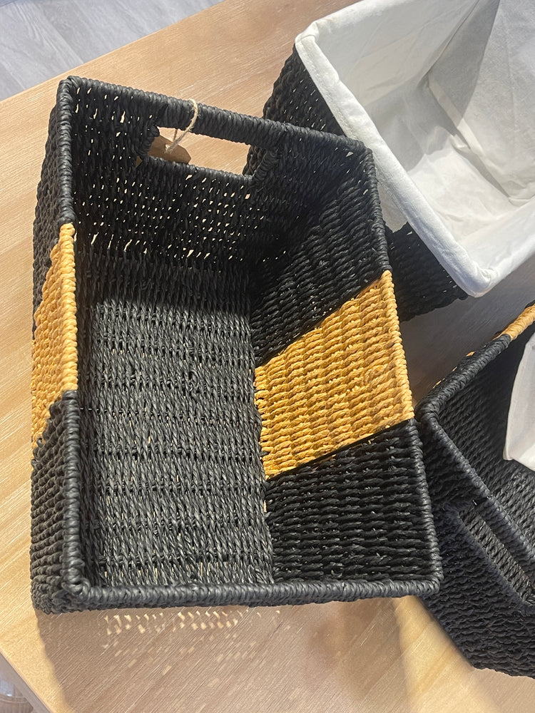 ELE LIGHT & DECOR Large Woven Twisted Rope Basket Built-In Handles Set of 3