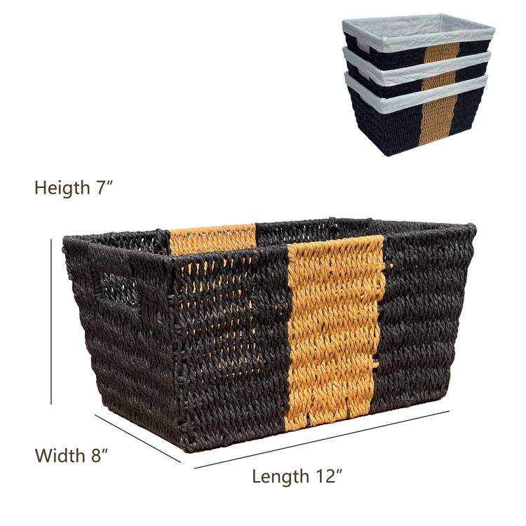 ELE LIGHT & DECOR Large Woven Twisted Rope Basket Built-In Handles Set of 3