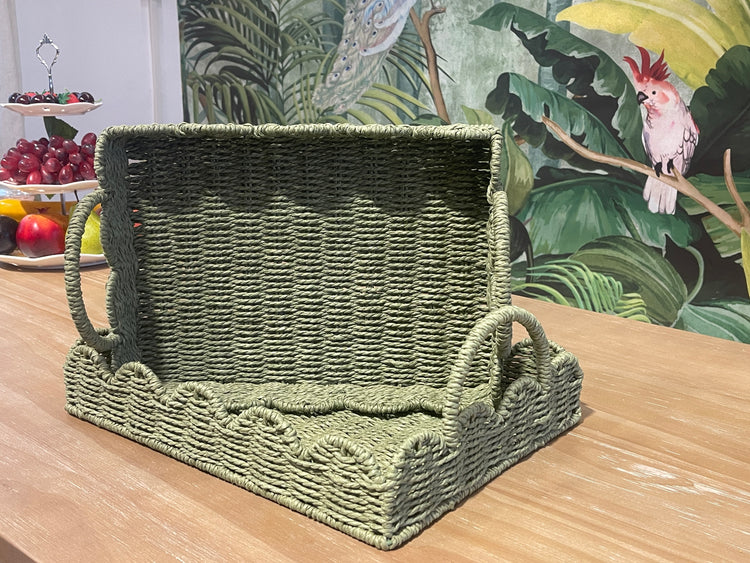 ELE LIGHT & DECOR Decorative Woven Paper Rope Farmhouse Serving Tray Set of 2