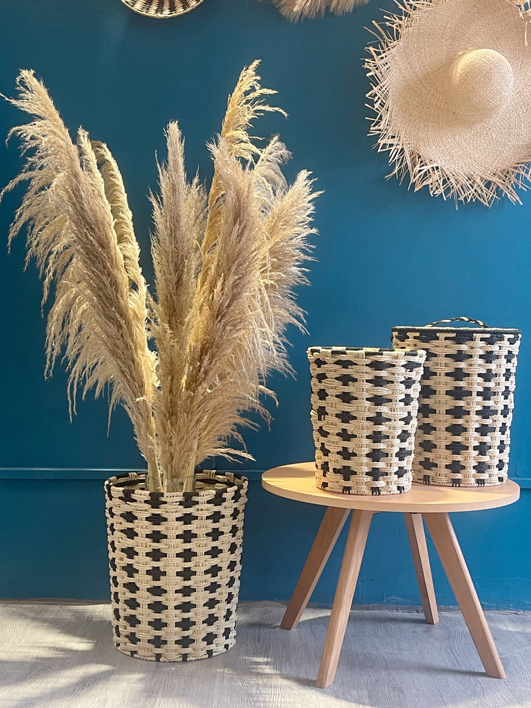 ELE LIGHT & DECOR Decorative Woven Storage Basket with Lid Set of 3