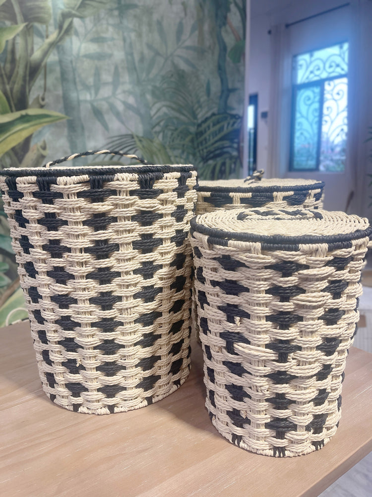 ELE LIGHT & DECOR Decorative Woven Storage Basket with Lid Set of 3