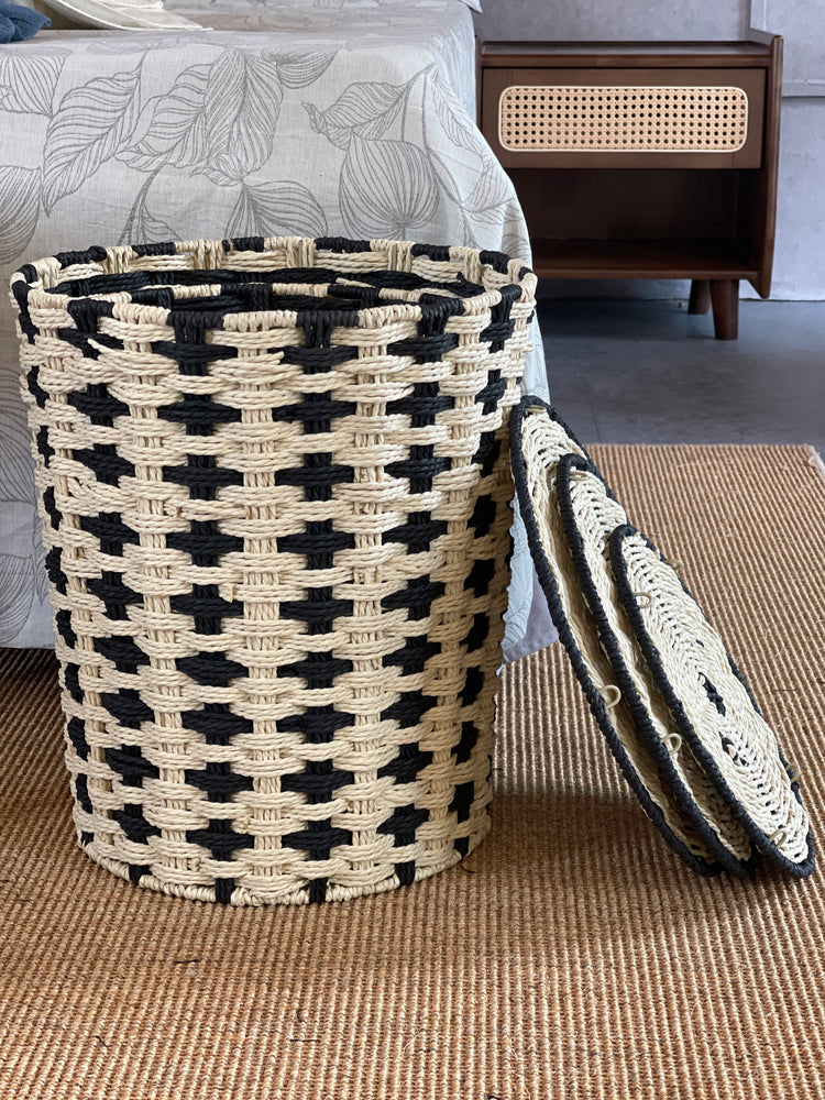 ELE LIGHT & DECOR Decorative Woven Storage Basket with Lid Set of 3