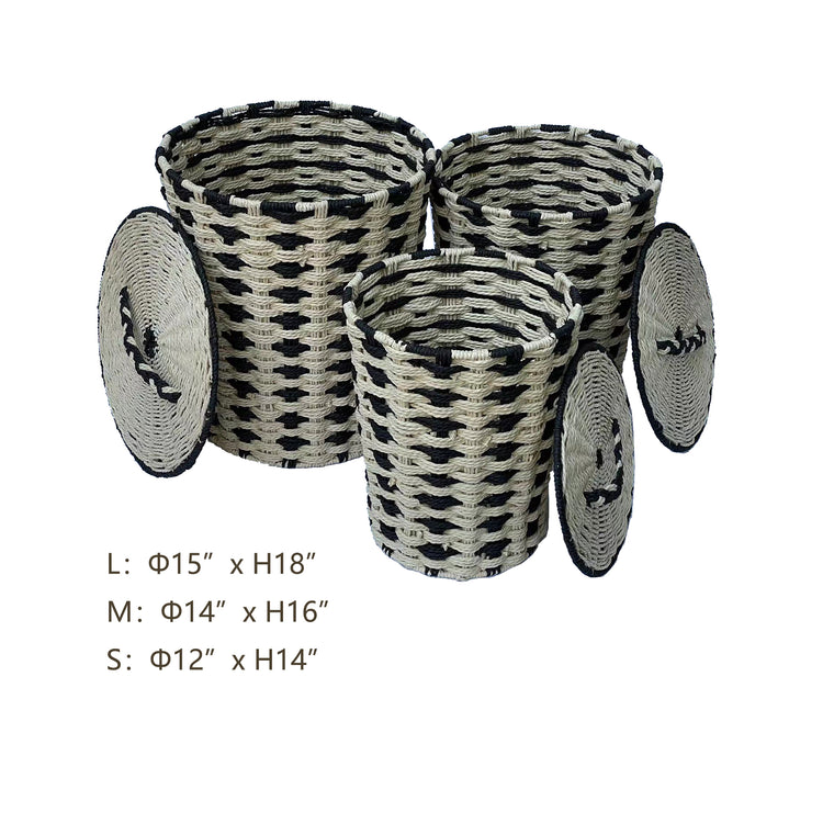 ELE LIGHT & DECOR Decorative Woven Storage Basket with Lid Set of 3