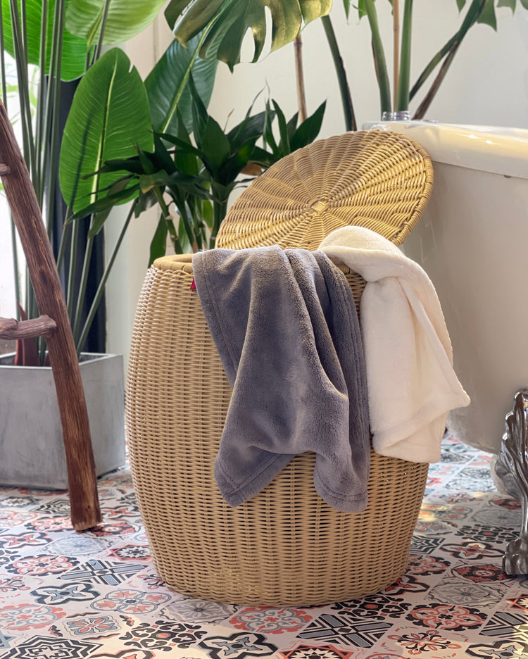 ELE LIGHT & DECOR Outdoor/Indoor Wicker Storage Ottoman With Lid Boho Side Table