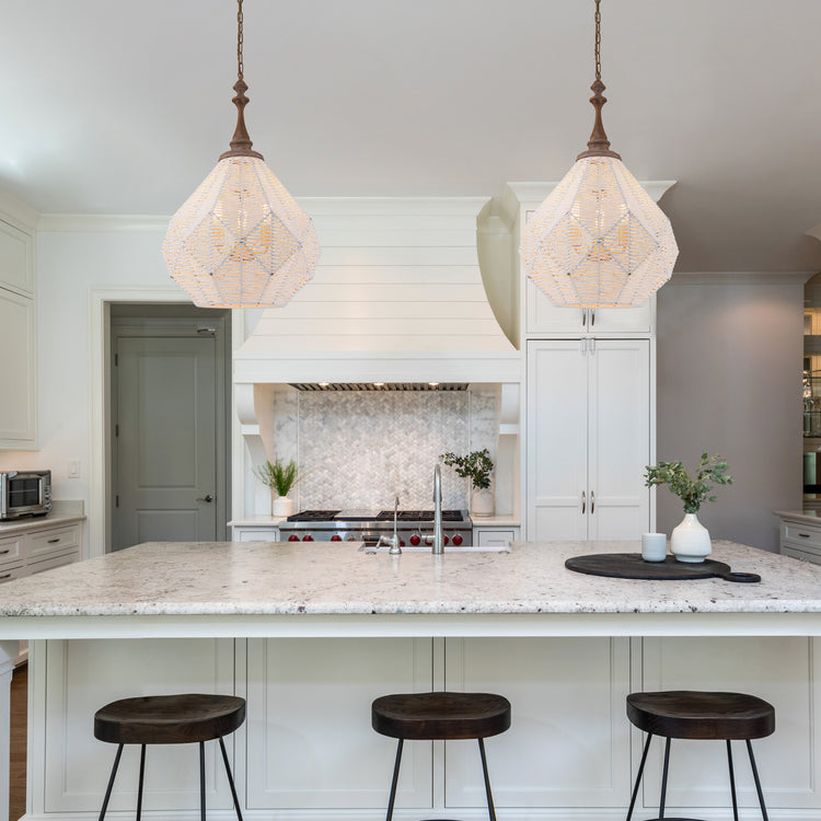 Cora White Geometric Farmhouse Light in Matte Weathered