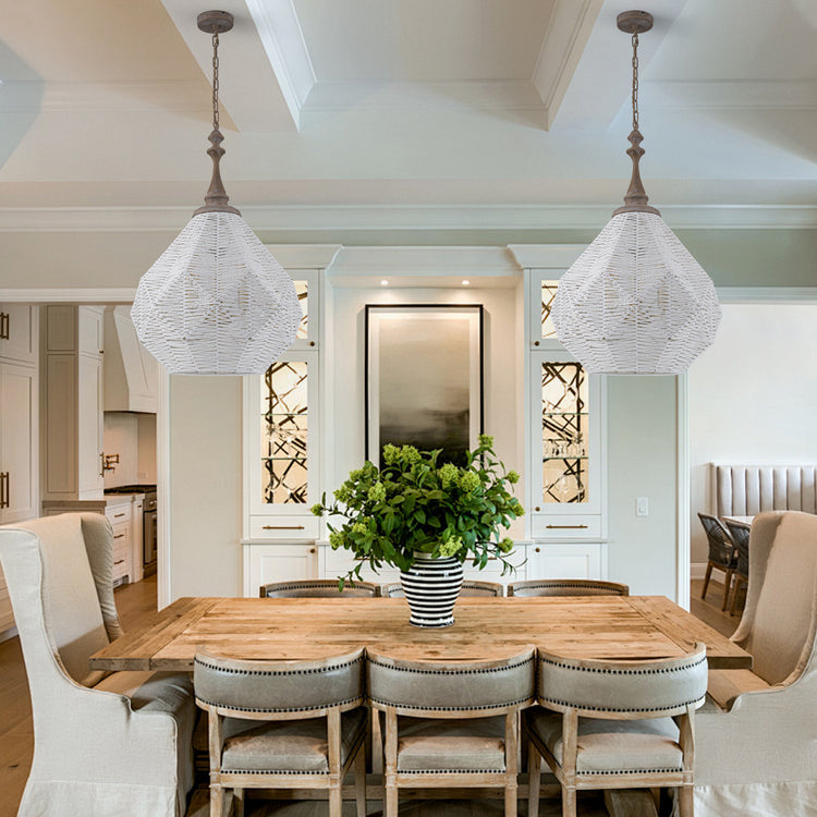 Cora White Geometric Farmhouse Light in Matte Weathered