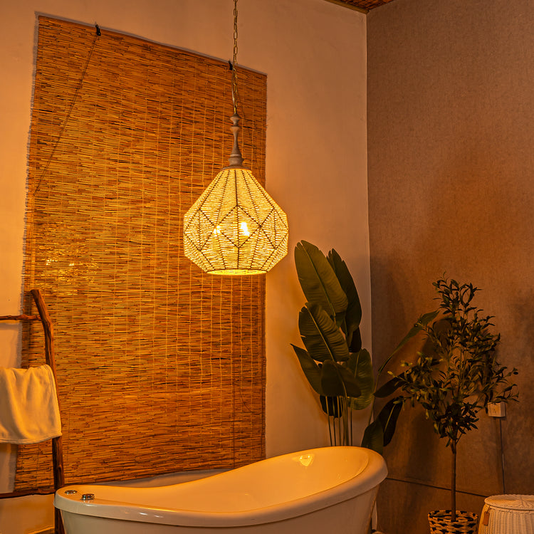 Cora White Geometric Farmhouse Light in Matte Weathered