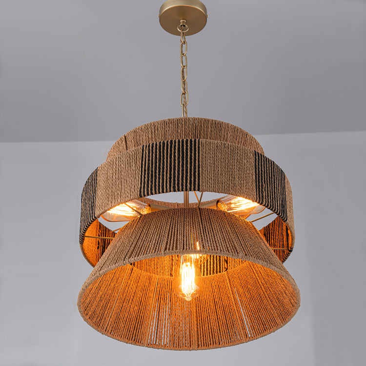 Lennox 4-Light 3-Tier Coastal Chandelier Brass Finish