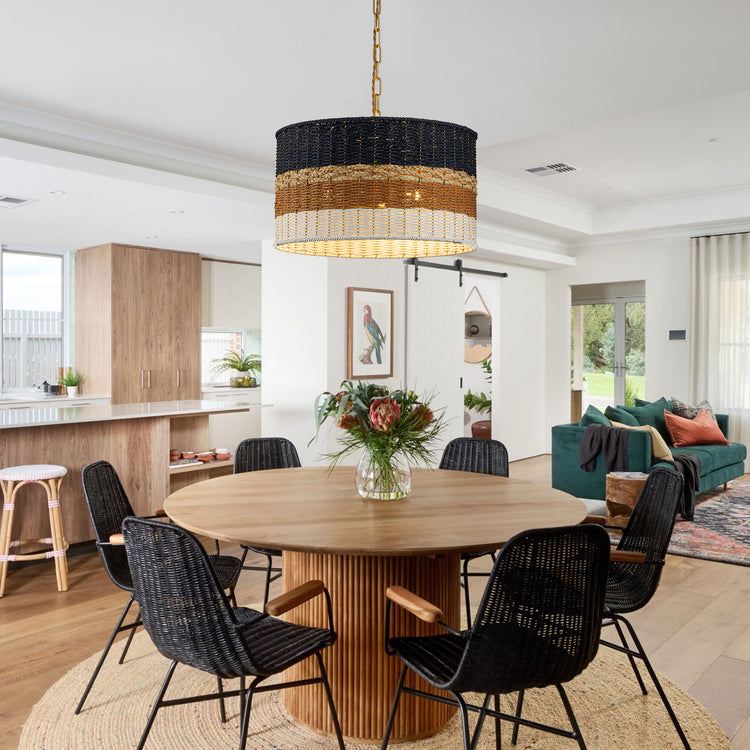 Dylan 14 in. Wide 3- Light Drum Chandelier Multi Color Coastal Modern Pendant