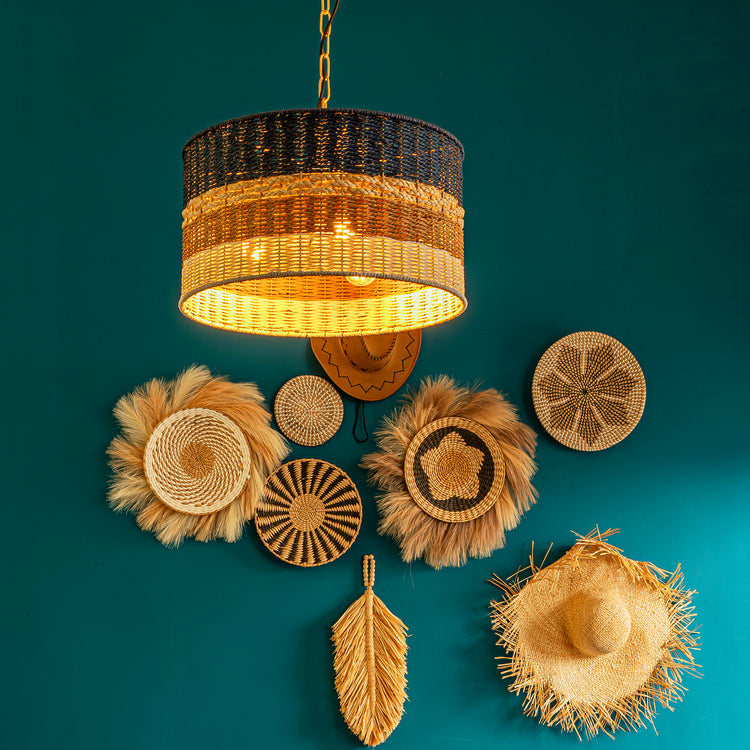 Dylan 14 in. Wide 3- Light Drum Chandelier Multi Color Coastal Modern Pendant