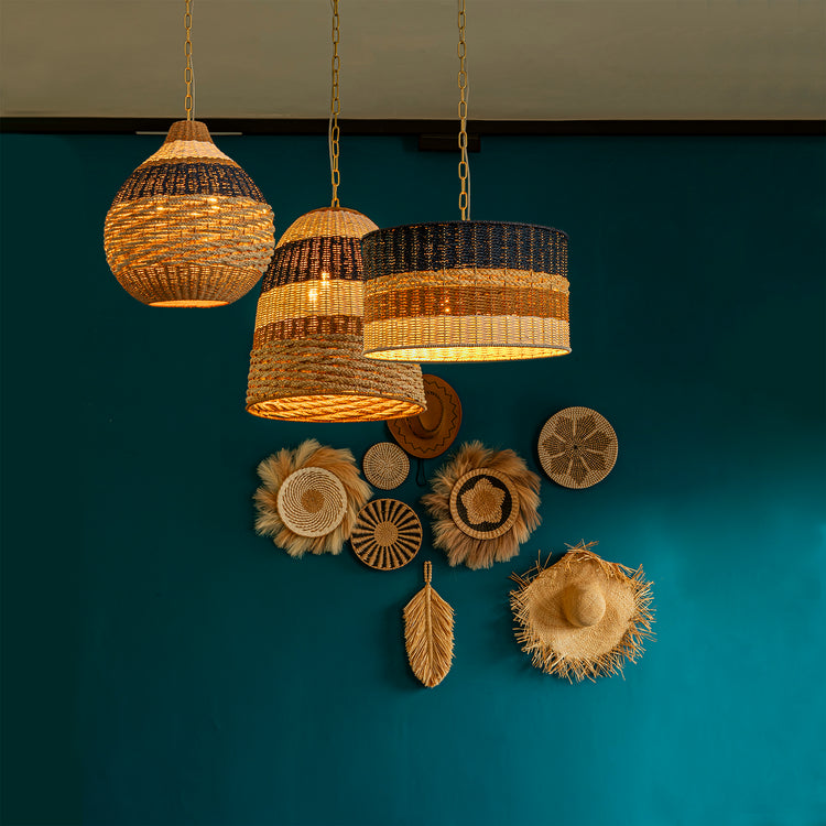 Dylan 14 in. Wide 3- Light Drum Chandelier Multi Color Coastal Modern Pendant