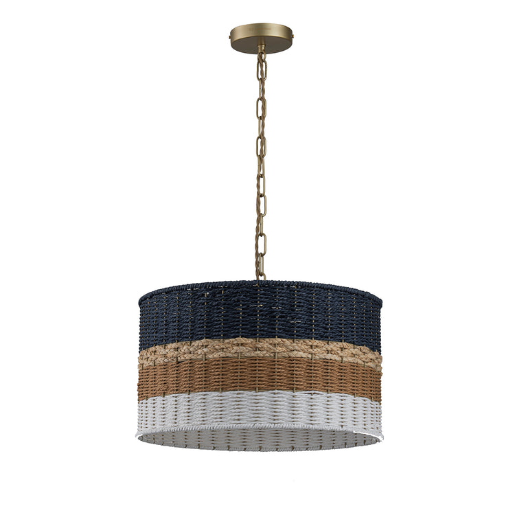 Dylan 14 in. Wide 3- Light Drum Chandelier Multi Color Coastal Modern Pendant