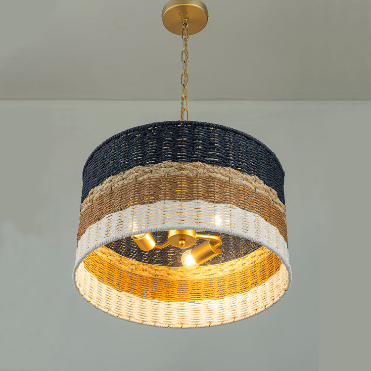 Dylan 14 in. Wide 3- Light Drum Chandelier Multi Color Coastal Modern Pendant
