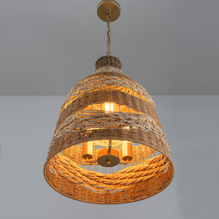 Harris 3-Light Natural Woven Coastal Chandelier