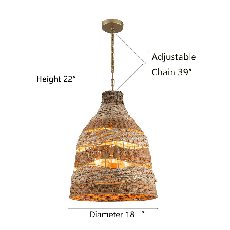 Harris 3-Light Natural Woven Coastal Chandelier