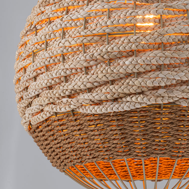 Palma 1-Light Two Tone Natural Woven Globe Pendant Light