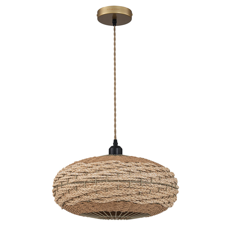 Palma 1-Light Two Tone Natural Woven Oval Pendant Light