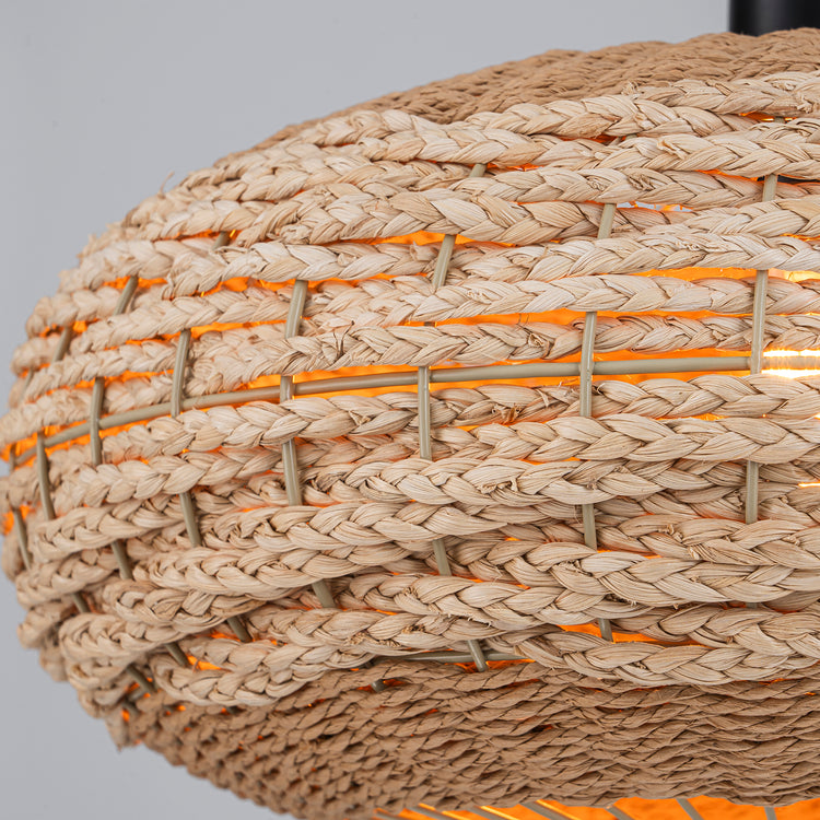 Palma 1-Light Two Tone Natural Woven Oval Pendant Light