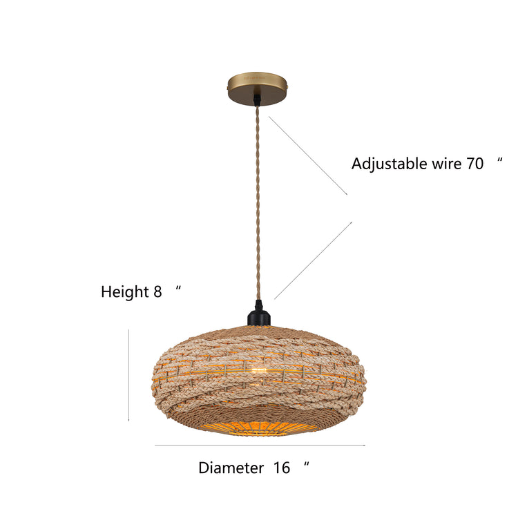 Palma 1-Light Two Tone Natural Woven Oval Pendant Light