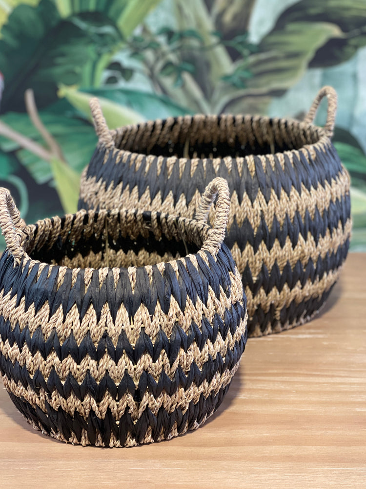 ELE LIGHT & DECOR Woven Seagrass Storage Basket With Handles Set of 2