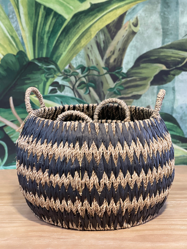 ELE LIGHT & DECOR Woven Seagrass Storage Basket With Handles Set of 2