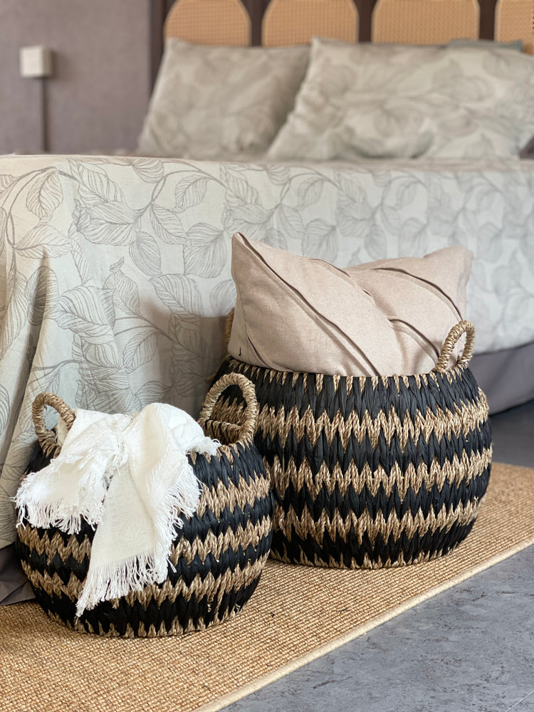 ELE LIGHT & DECOR Woven Seagrass Storage Basket With Handles Set of 2