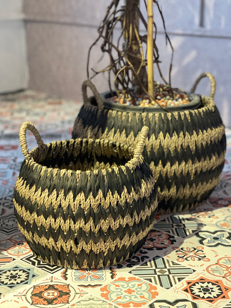 ELE LIGHT & DECOR Woven Seagrass Storage Basket With Handles Set of 2